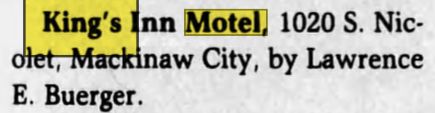 Kings Motel (Kings Inn, Kings Motel) - 1989 Ad